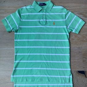 Polo by Ralph Lauren green/white polo shirt, excellent used condition.